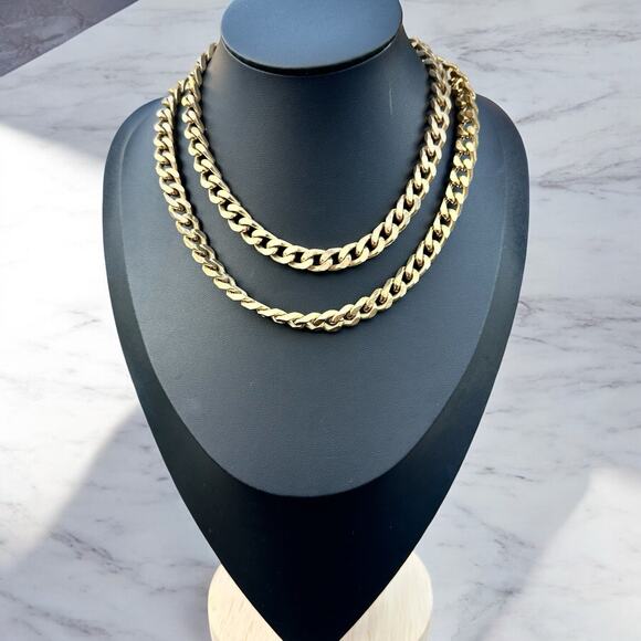 Chunky Gold Tone Cuban Curb Chain Necklace Chinky Mob Wife Jewelry Vintage 31” - Picture 2 of 6